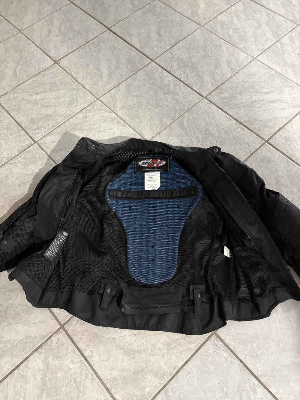 Joe Rocket Black Motorcycle Jacket with Blue Back Protector